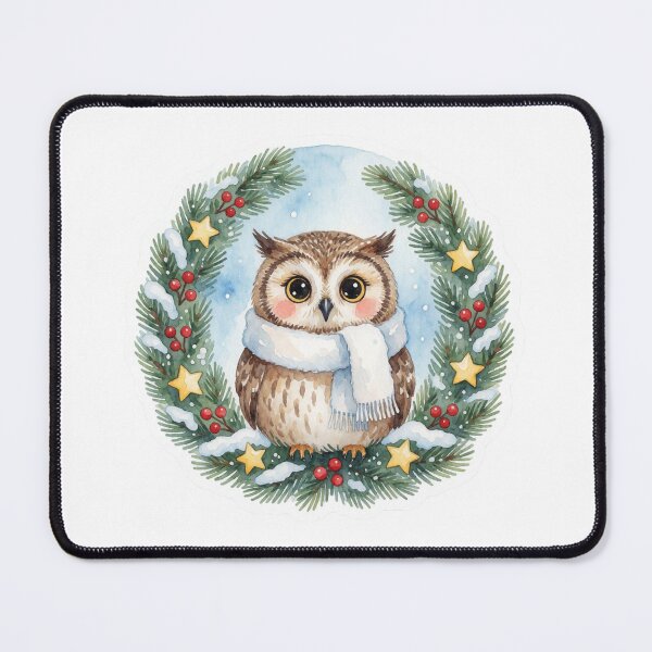 Item preview, Owl Christmas Wreath Sticker | Winter Woodland Owl designed and sold by AillustriaAK.