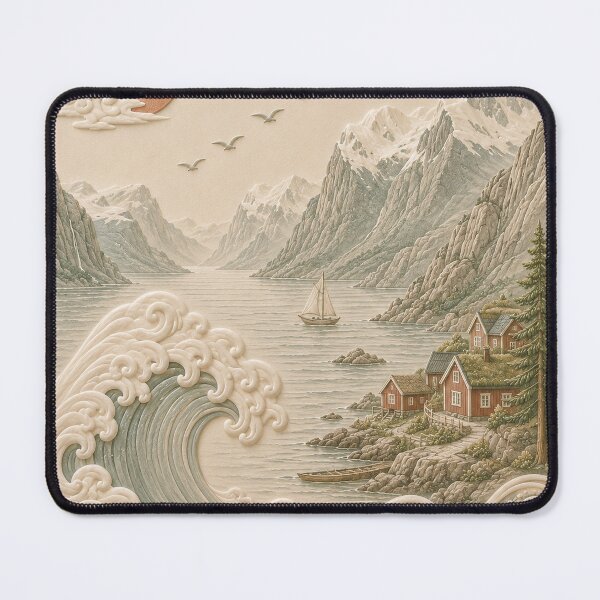 Item preview, Nordic Coastal Wave Relief Art designed and sold by TheSlowShore.