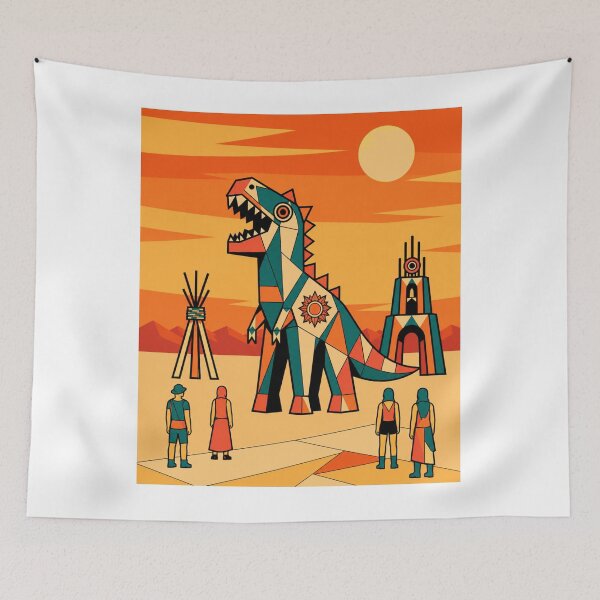Item preview, Geometric Desert Dinosaur Sunset – Festival Poster Art designed and sold by Lyfeinsights.
