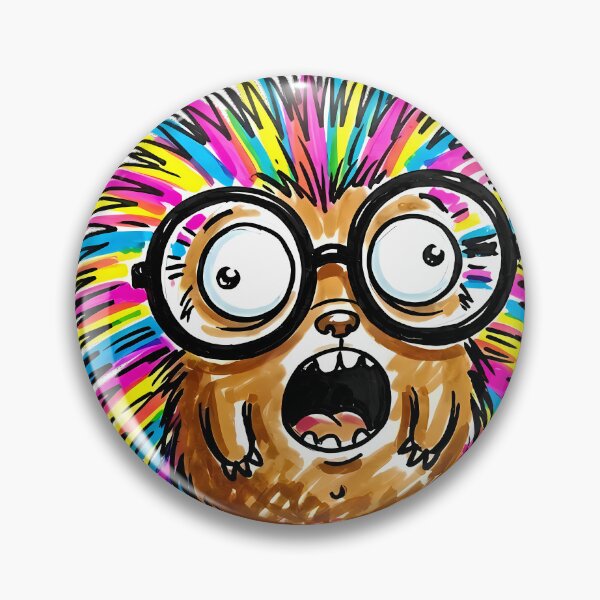 Item preview, Cute Derpy Nerdy Hedgehog with Huge Round Glasses Colorful Neon Spikes Marker Illustration designed and sold by Thanakorn Prasing.