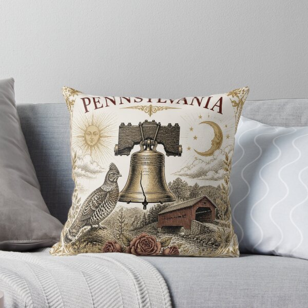 Item preview, Pennsylvania State Shirt, Vintage Ivory Liberty Bell Tee, Ruffed Grouse Graphic, Covered Bridge Gift, Botanical State T-Shirt designed and sold by SunnyDesign82.