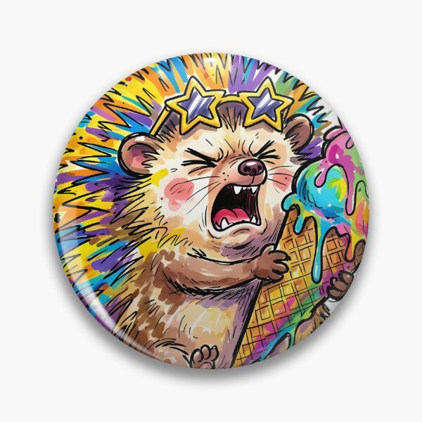 Item preview, Cute Chaotic Hedgehog Brain Freeze Vibrant Neon Marker Drawing Graphic designed and sold by Thanakorn Prasing.