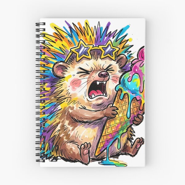 Item preview, Cute Chaotic Hedgehog Brain Freeze Vibrant Neon Marker Drawing Graphic designed and sold by Thanakorn Prasing.