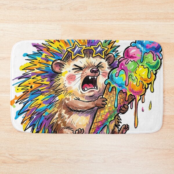 Item preview, Cute Chaotic Hedgehog Brain Freeze Vibrant Neon Marker Drawing Graphic designed and sold by Thanakorn Prasing.