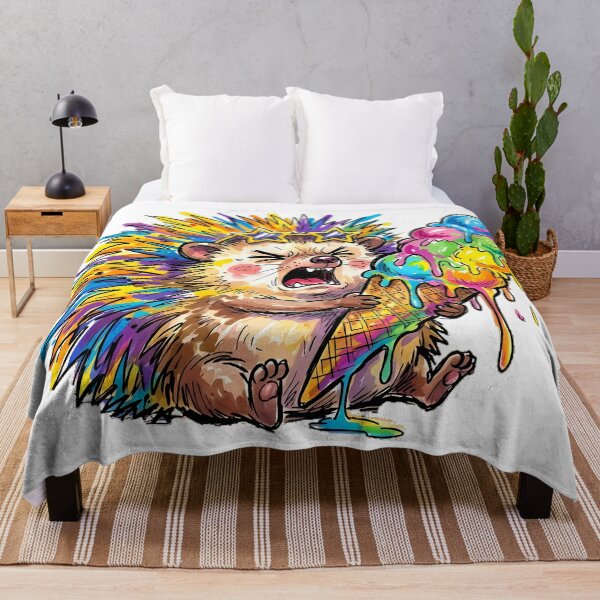 Item preview, Cute Chaotic Hedgehog Brain Freeze Vibrant Neon Marker Drawing Graphic designed and sold by Thanakorn Prasing.