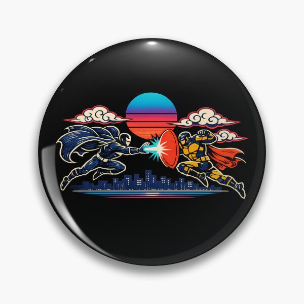 Item preview, Neon Retro Synthwave Ukiyo‑E Superhero Showdown designed and sold by KungPowUnicorn.