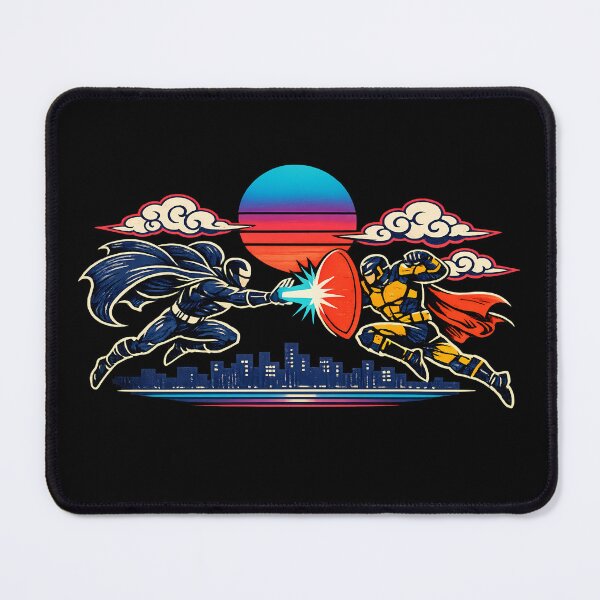 Item preview, Neon Retro Synthwave Ukiyo‑E Superhero Showdown designed and sold by KungPowUnicorn.