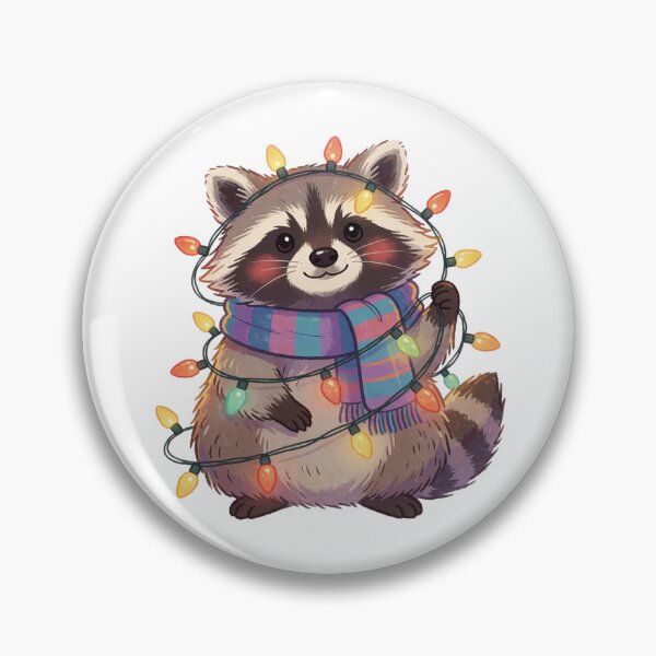 Item preview, Cute Raccoon Christmas Lights Sticker | Holiday Woodland Animal designed and sold by AillustriaAK.