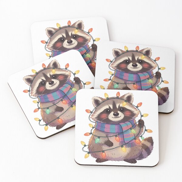 Item preview, Cute Raccoon Christmas Lights Sticker | Holiday Woodland Animal designed and sold by AillustriaAK.