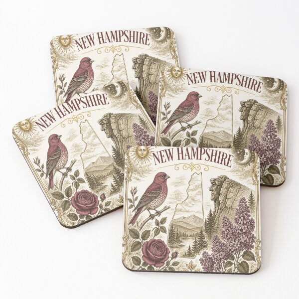 Item preview, New Hampshire State Shirt, Vintage Ivory Purple Finch Tee, Old Man Mountain Graphic, NH Pride Gift, Botanical State T-Shirt designed and sold by SunnyDesign82.