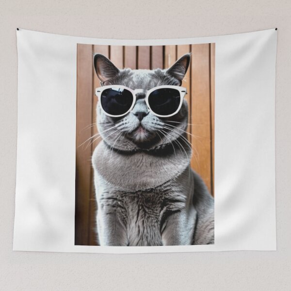 Item preview, Animals - Grey Cat with Sunglasses, Archetype of the Internet Meme Cool Cat designed and sold by DoodyPets.