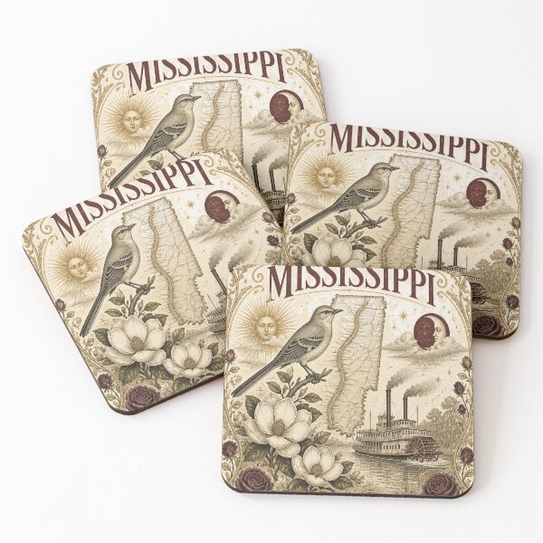 Item preview, Mississippi State Shirt, Vintage Ivory Mockingbird Tee, Magnolia Flower Graphic, Steamboat Gift, Botanical State T-Shirt designed and sold by SunnyDesign82.