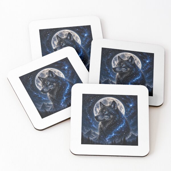 Item preview, Moonlit Cosmic Wolf Spirit designed and sold by DaryaArtFrance.