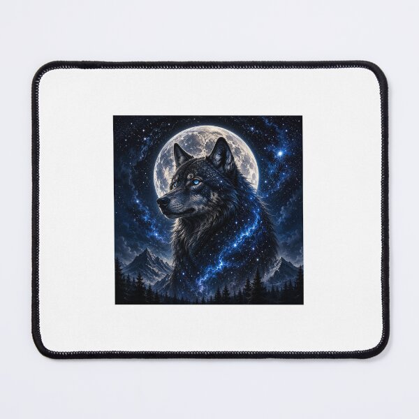 Item preview, Moonlit Cosmic Wolf Spirit designed and sold by DaryaArtFrance.