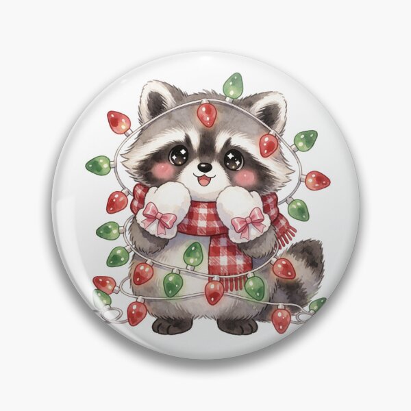 Item preview, Cute Raccoon Christmas Lights Sticker | Holiday Woodland Animal designed and sold by AillustriaAK.