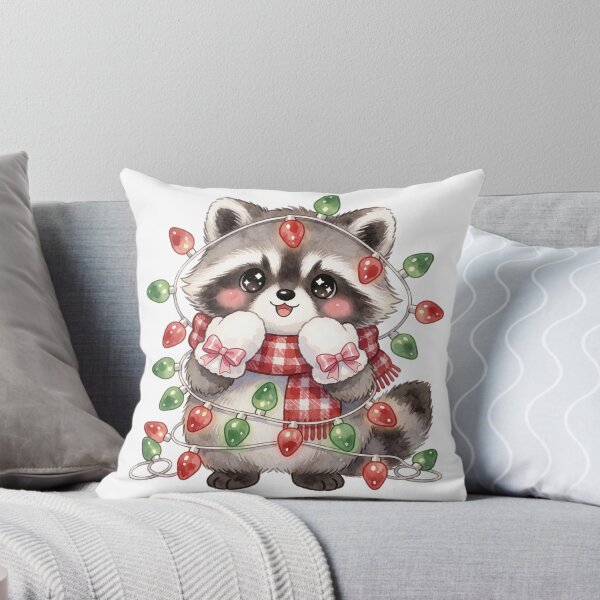 Item preview, Cute Raccoon Christmas Lights Sticker | Holiday Woodland Animal designed and sold by AillustriaAK.