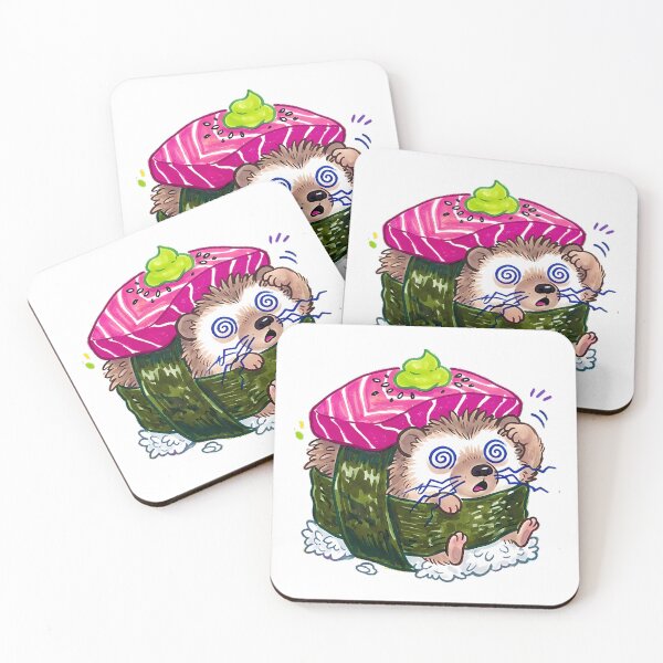 Item preview, Adorably Confused Hedgehog Sushi Roll Kawaii Marker Doodle Art designed and sold by Thanakorn Prasing.