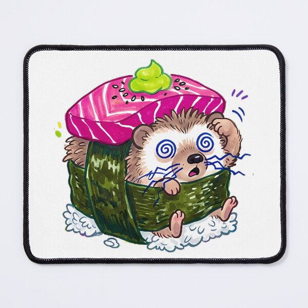 Item preview, Adorably Confused Hedgehog Sushi Roll Kawaii Marker Doodle Art designed and sold by Thanakorn Prasing.