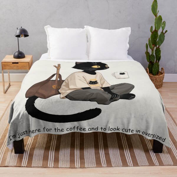 Item preview, Cute Cat Coffee Oversized Clothes Funny Cozy Introvert Graphic designed and sold by BLUESKY11a.