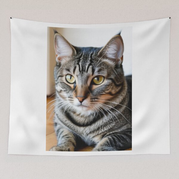 Item preview, Animals - Grey Tabby Cat, Realistic Portrait with Amber Gaze designed and sold by DoodyPets.