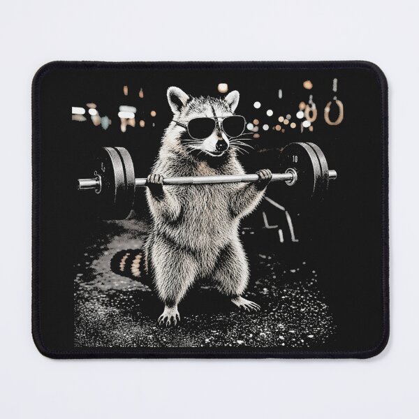 Item preview, Raccoon Gym Workout Lifter with Sunglasses designed and sold by Tsugraf Designs.