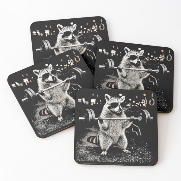 Item preview, Raccoon Gym Workout Lifter with Sunglasses designed and sold by Tsugraf Designs.