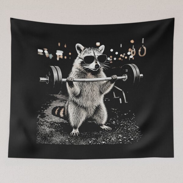 Item preview, Raccoon Gym Workout Lifter with Sunglasses designed and sold by Tsugraf Designs.
