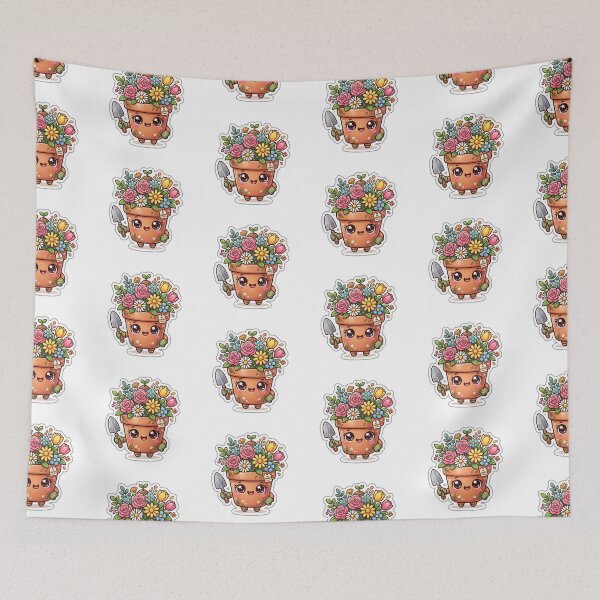 Item preview, Cute Kawaii Flower Pot Gardener Sticker designed and sold by Adamsshop24.