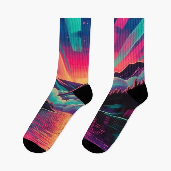 Item preview, Retro Synthwave Sunset Neon Mountain Lake Landscape designed and sold by Nexus Space.