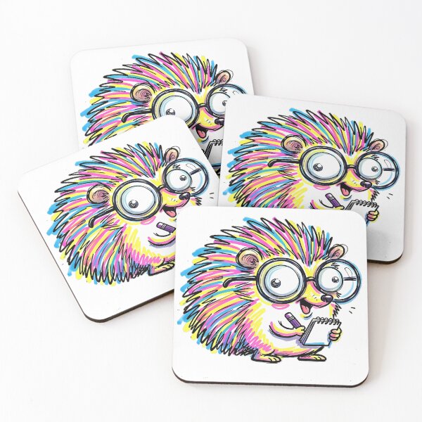 Item preview, Cute Nerdy Hedgehog with Absurdly Oversized Glasses and Vibrant Neon Spines designed and sold by Thanakorn Prasing.