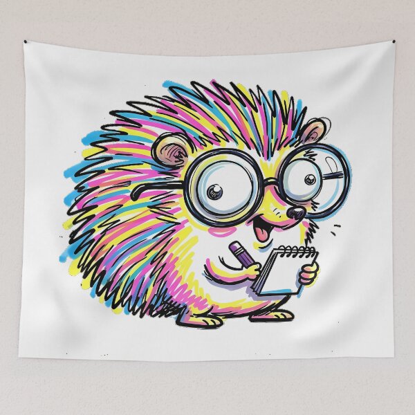 Item preview, Cute Nerdy Hedgehog with Absurdly Oversized Glasses and Vibrant Neon Spines designed and sold by Thanakorn Prasing.