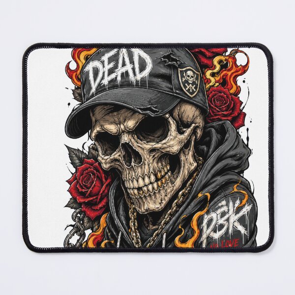 Item preview, Skull in Hoodie with Roses and Flames Gothic Streetwear Design | Dark Grunge Skeleton Art designed and sold by Moriarty's Digital Visions.