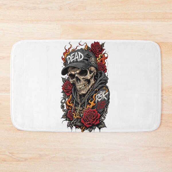 Item preview, Skull in Hoodie with Roses and Flames Gothic Streetwear Design | Dark Grunge Skeleton Art designed and sold by Moriarty's Digital Visions.