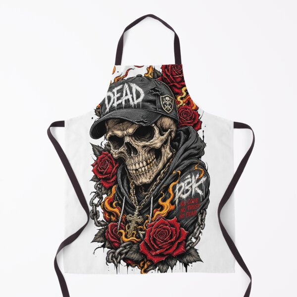 Item preview, Skull in Hoodie with Roses and Flames Gothic Streetwear Design | Dark Grunge Skeleton Art designed and sold by Moriarty's Digital Visions.