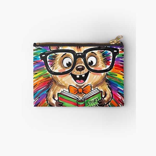 Item preview, Cute Rainbow Hedgehog with Nerd Glasses and Orange Bow Tie - Whimsical Marker Illustration designed and sold by Thanakorn Prasing.