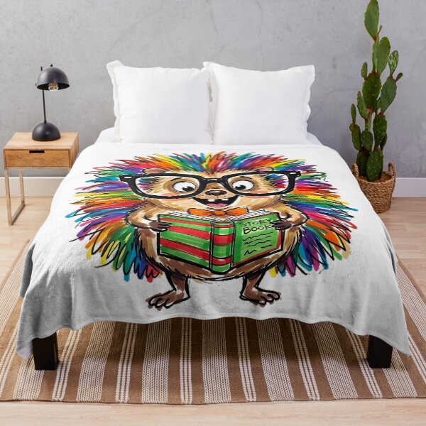 Item preview, Cute Rainbow Hedgehog with Nerd Glasses and Orange Bow Tie - Whimsical Marker Illustration designed and sold by Thanakorn Prasing.