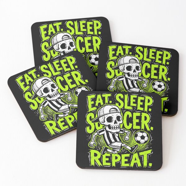 Item preview, Eat Sleep Soccer Repeat Funny Skeleton Shirt designed and sold by TeNovaStudio ⭐⭐⭐⭐⭐.