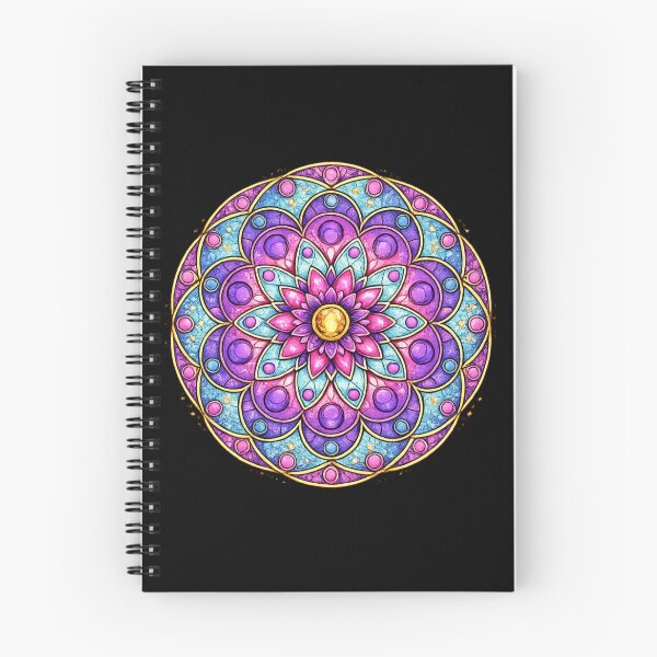 Item preview, Luxury Pink Blue Floral Mandala | Stained Glass Style Sacred Geometry Art designed and sold by Meiguilin.