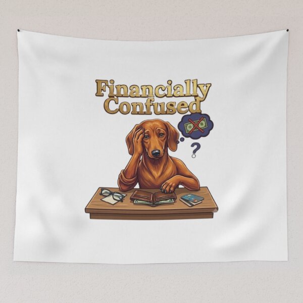 Item preview, Financially Confused Cute Dachshund Dog designed and sold by Northern Glow Art.