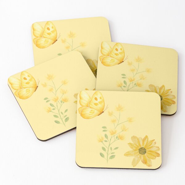 Item preview, Vintage Yellow Sunflower and Butterfly watercolor Design designed and sold by Violet-Forge.