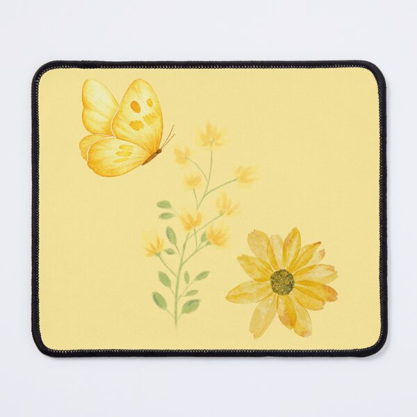 Item preview, Vintage Yellow Sunflower and Butterfly watercolor Design designed and sold by Violet-Forge.