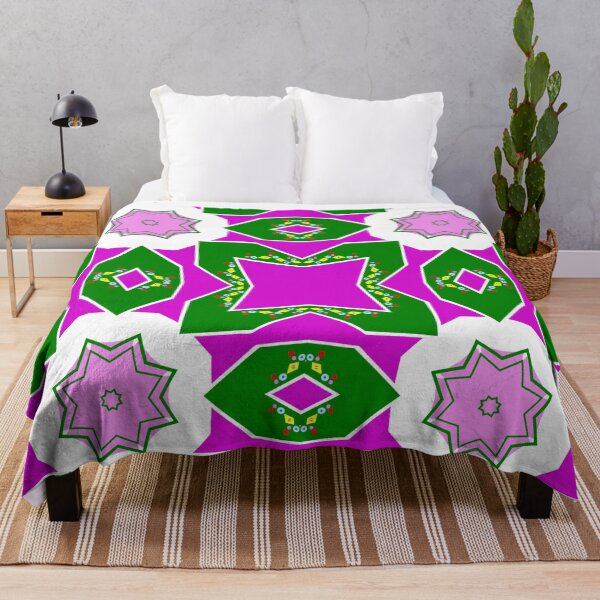 Item preview, Magenta and Green Geometric Star Mandala Pattern designed and sold by Tinsleybluebell.