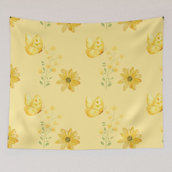 Item preview, Vintage Yellow Sunflower and Butterfly watercolor Design designed and sold by Violet-Forge.