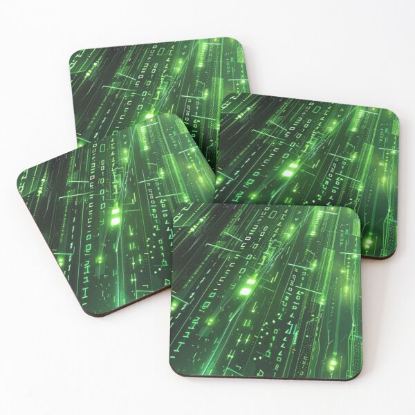 Item preview, Cyberpunk Tech Grid Green Binary Code Stream Desk Mat designed and sold by VectorForge.