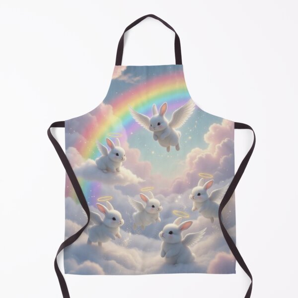 Item preview, Cute Angel Bunnies in Pastel Sky – Magical Rainbow Whimsical Rabbit Art designed and sold by lovelistivkaa.