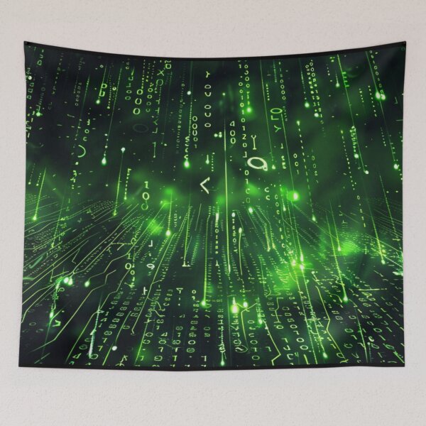 Item preview, Matrix Code Rain Perspective Digital Floor Desk Mat designed and sold by VectorForge.