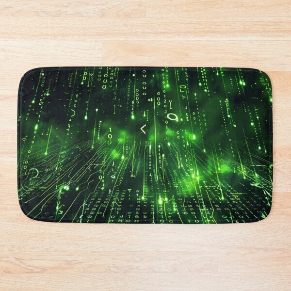 Artikelvorschau, Matrix Code Rain Perspective Digital Floor Desk Mat entworfen und verkauft von VectorForge.