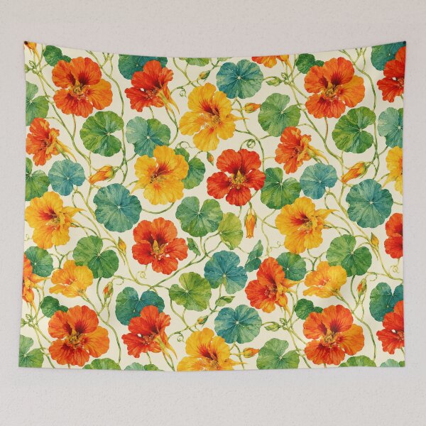 Item preview, Nasturtium Vine Watercolor Climbing Seamless Pattern designed and sold by Inkworksbyshery.