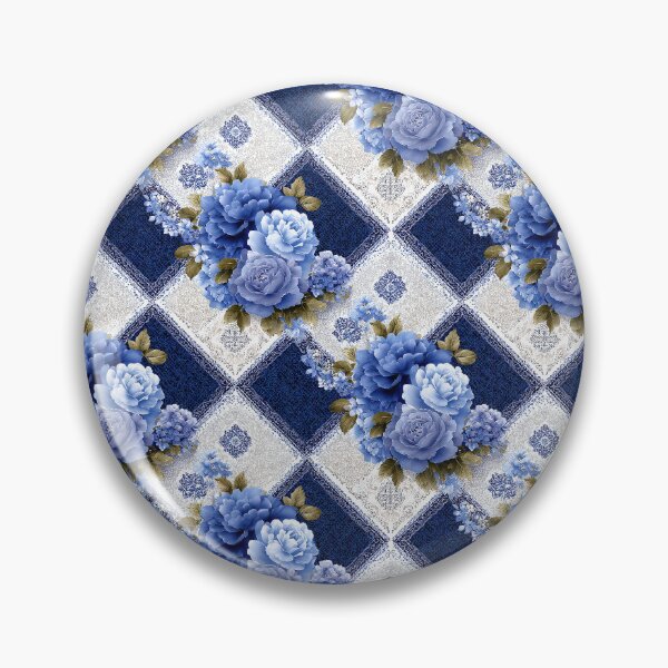 Item preview, Elegant Cream Rose And Blue Floral Vintage Patchwork designed and sold by igraphixart.