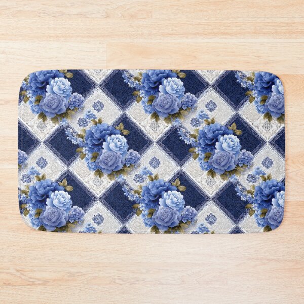 Item preview, Elegant Cream Rose And Blue Floral Vintage Patchwork designed and sold by igraphixart.
